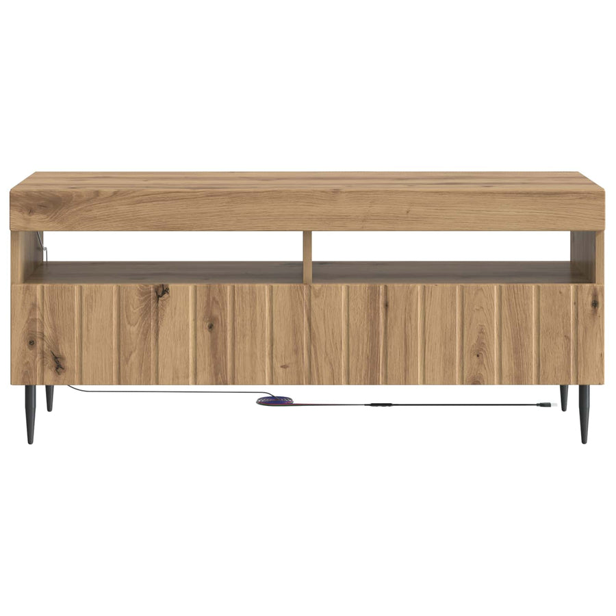 LED tv-meubel Artisanaal eiken Bewerkt hout