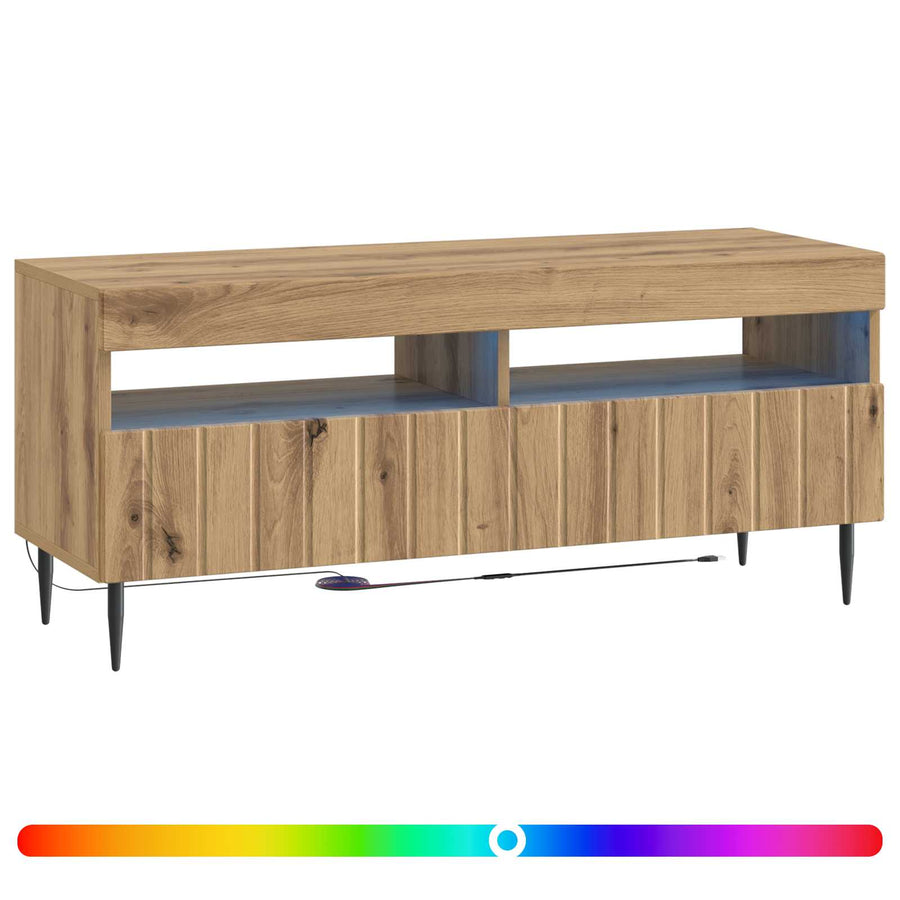 LED tv-meubel Artisanaal eiken Bewerkt hout