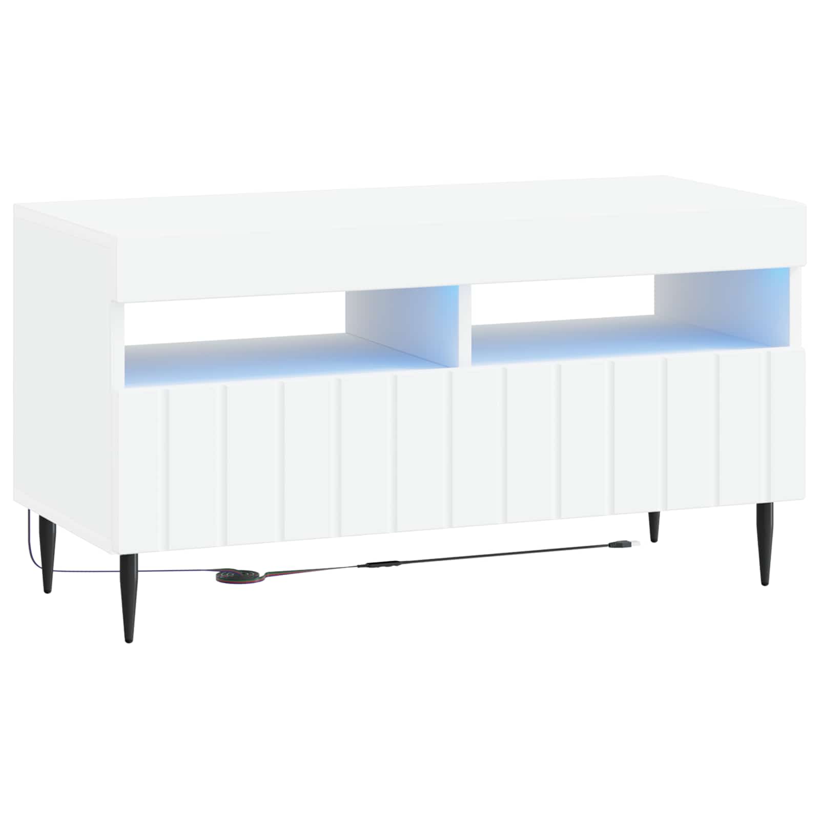 LED tv-meubel Wit Bewerkt hout