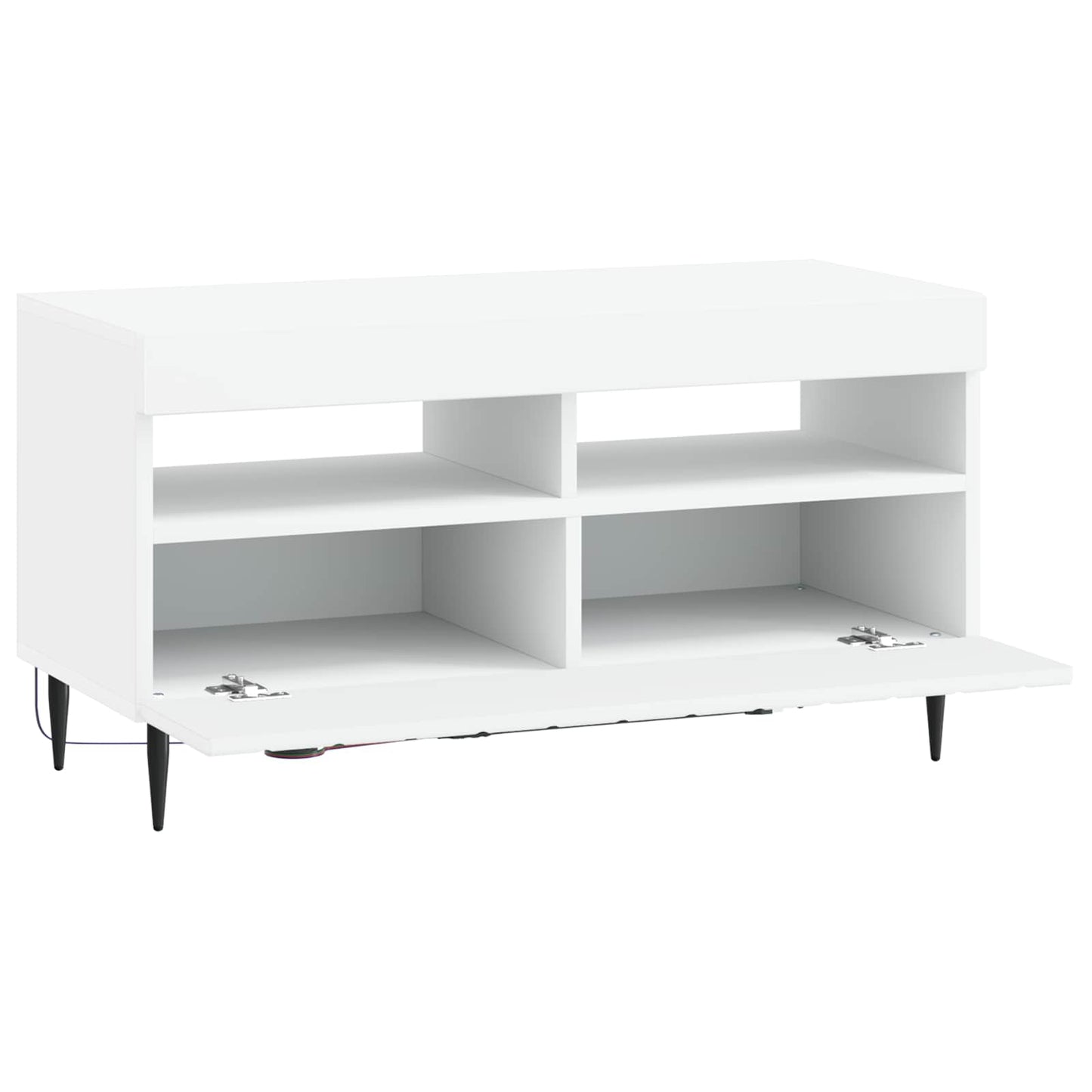 LED tv-meubel Wit Bewerkt hout