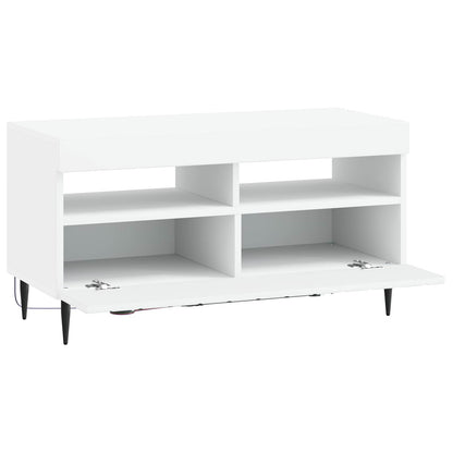 LED tv-meubel Wit Bewerkt hout