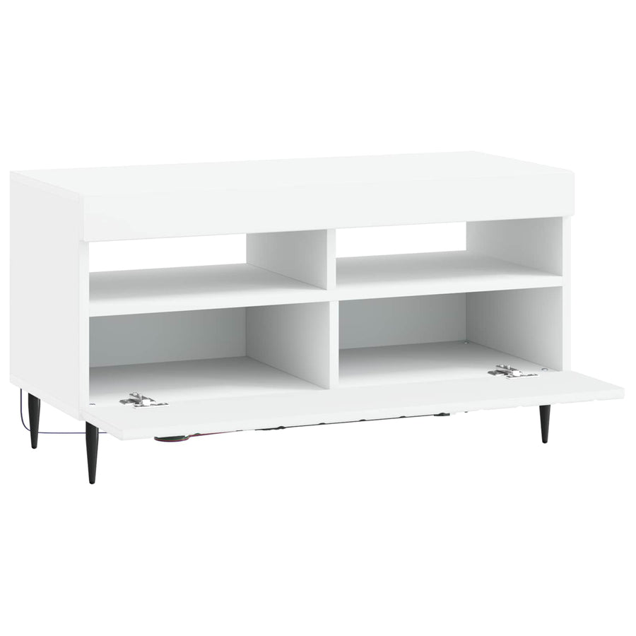 LED tv-meubel Wit Bewerkt hout