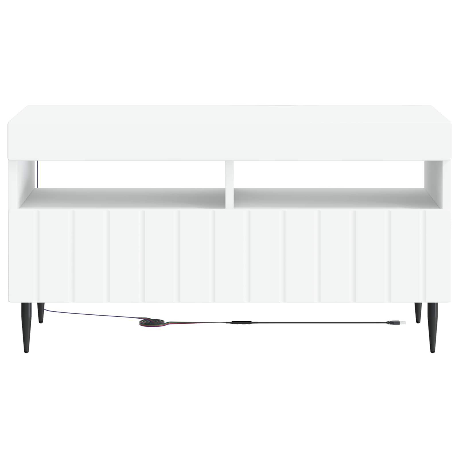 LED tv-meubel Wit Bewerkt hout