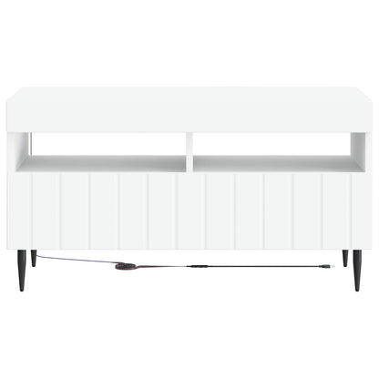 LED tv-meubel Wit Bewerkt hout