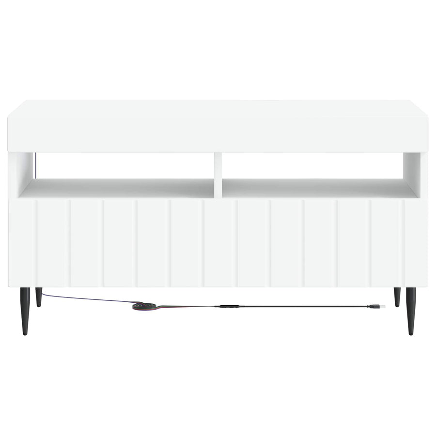 LED tv-meubel Wit Bewerkt hout