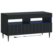 Tv-meubel zwart bewerkt hout LED