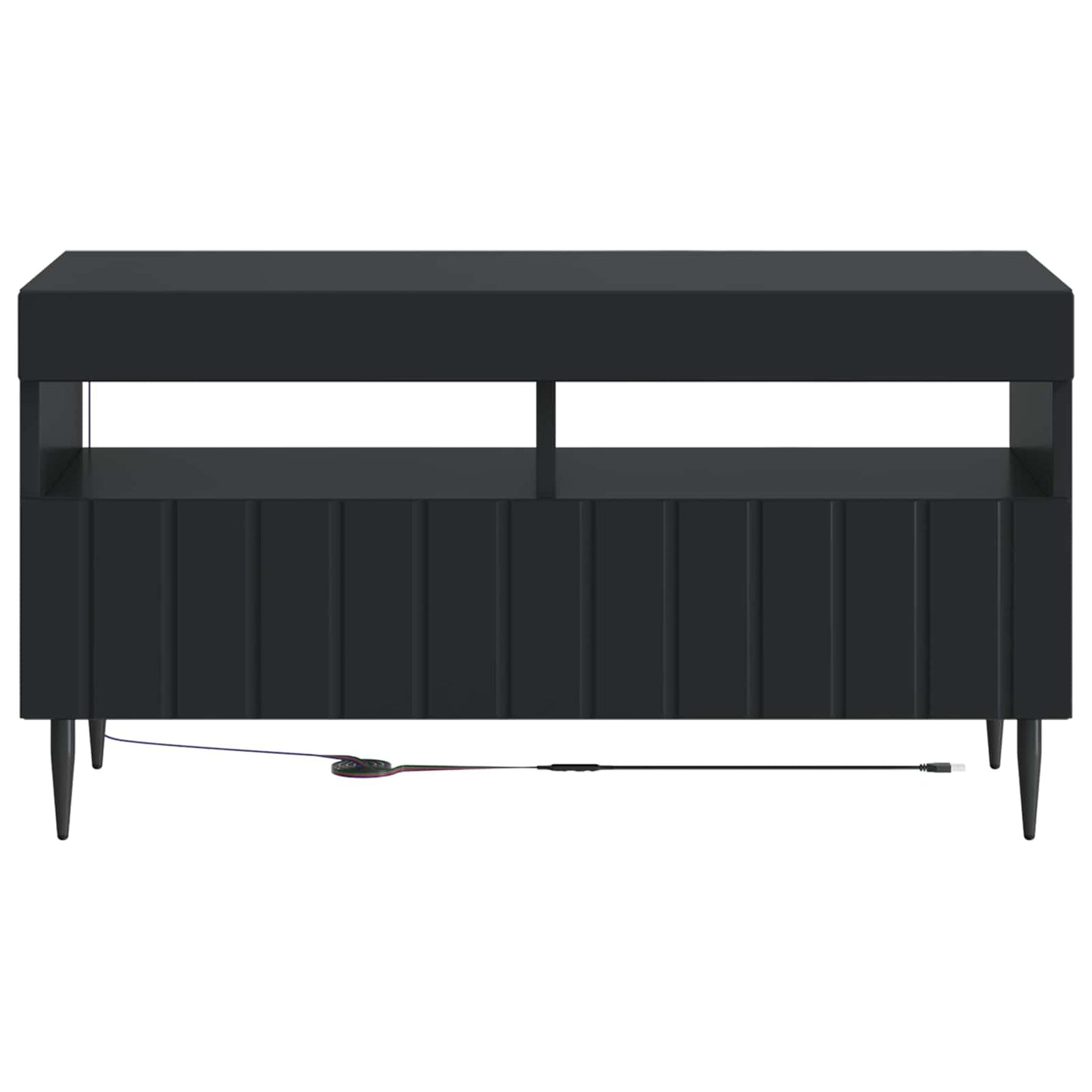 LED tv-meubel Zwart Bewerkt hout