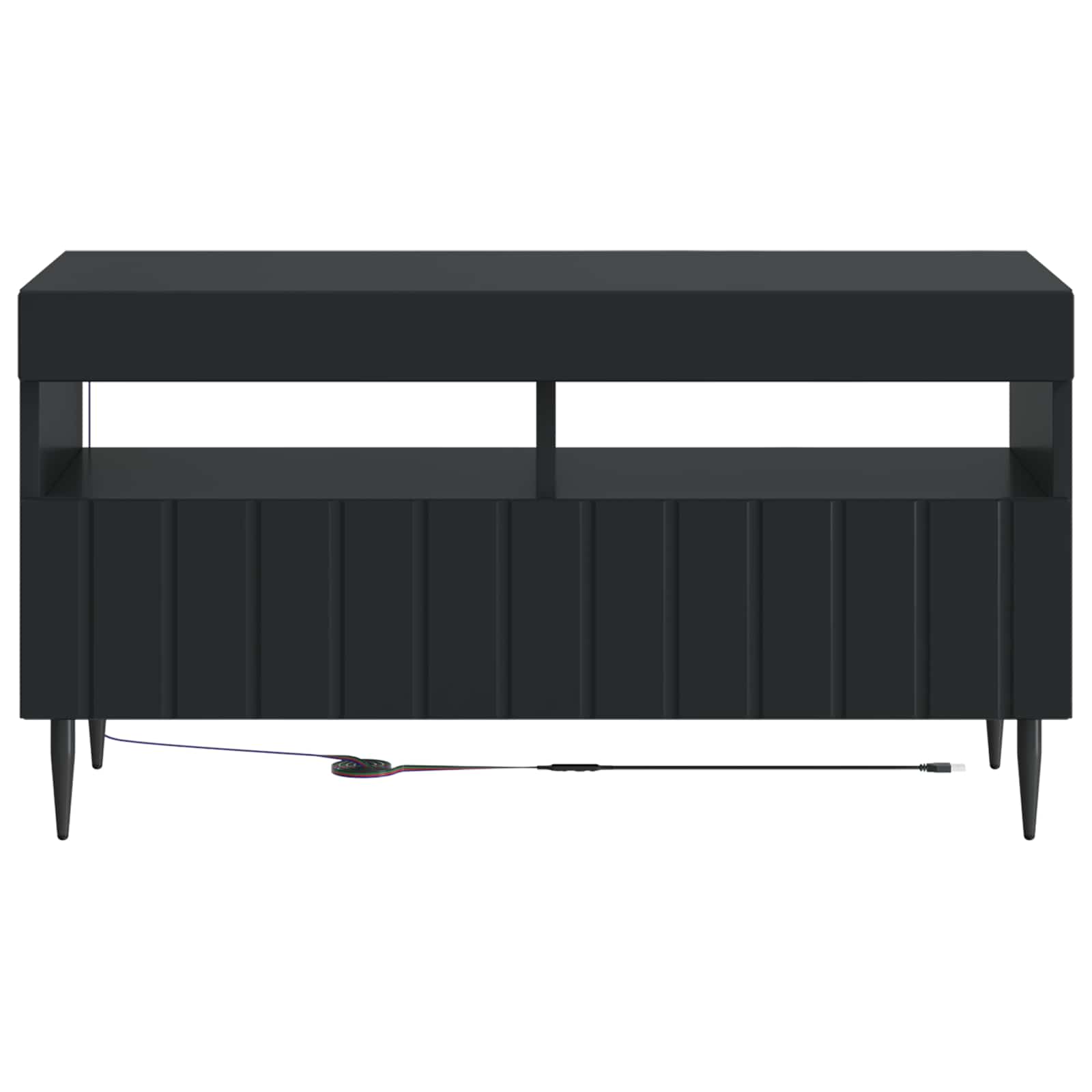 LED tv-meubel Zwart Bewerkt hout