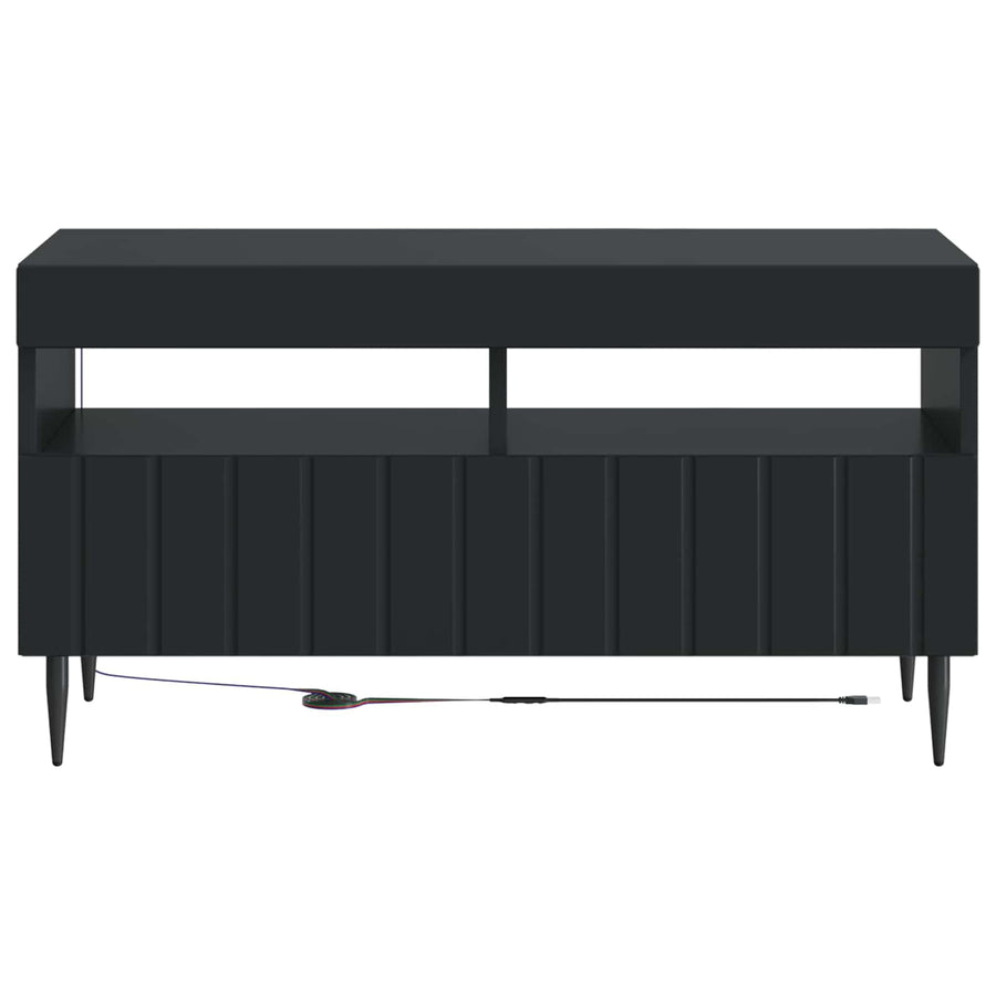 LED tv-meubel Zwart Bewerkt hout