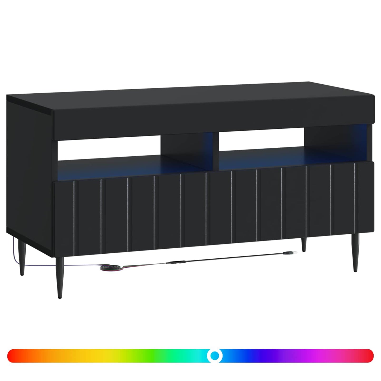 LED tv-meubel Zwart Bewerkt hout