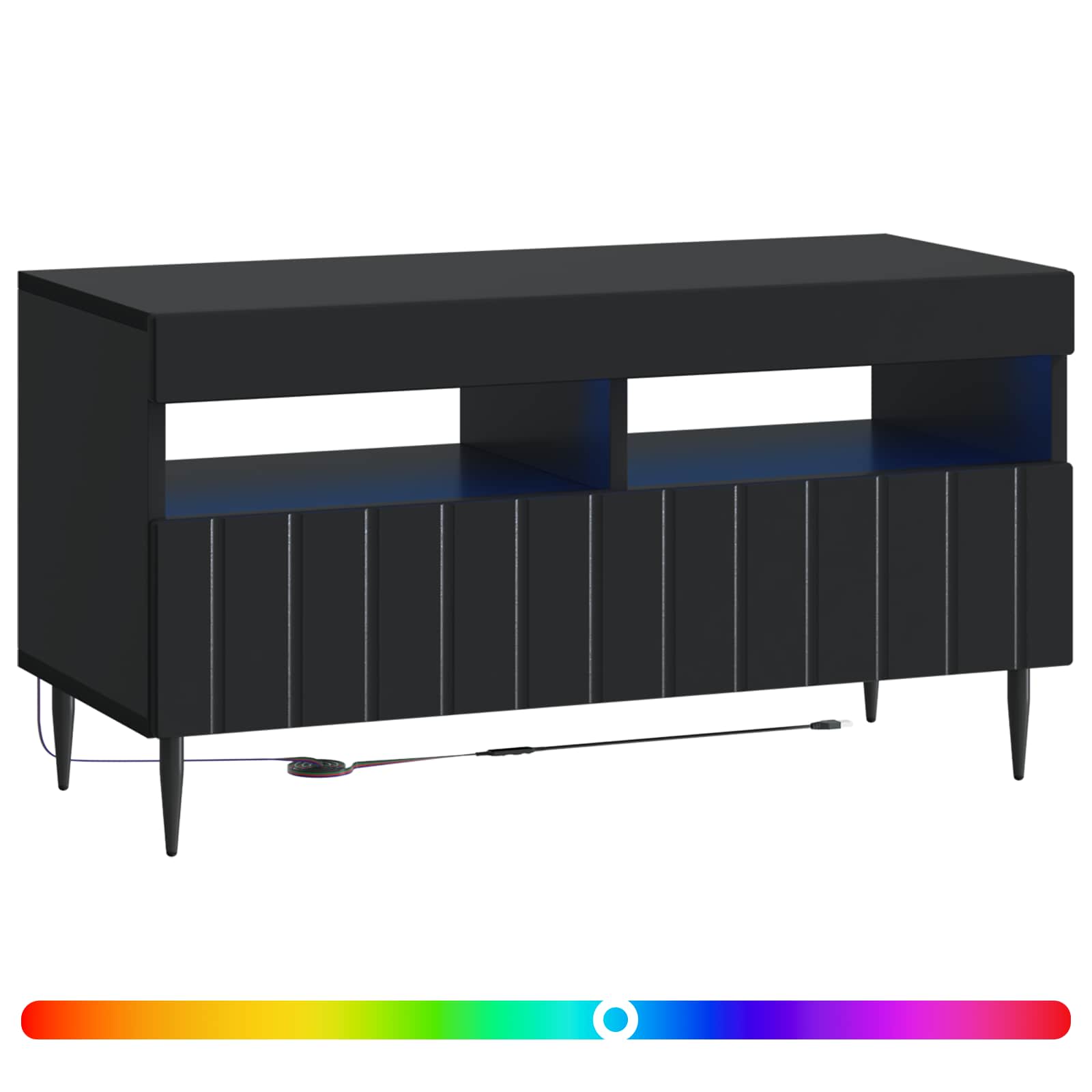 LED tv-meubel Zwart Bewerkt hout