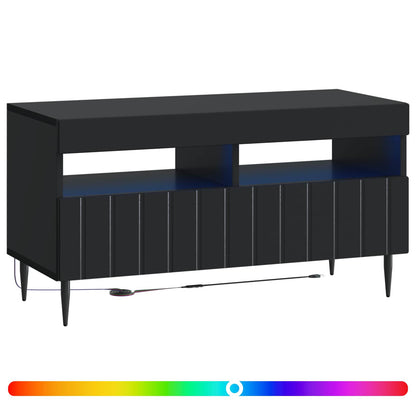 LED tv-meubel Zwart Bewerkt hout