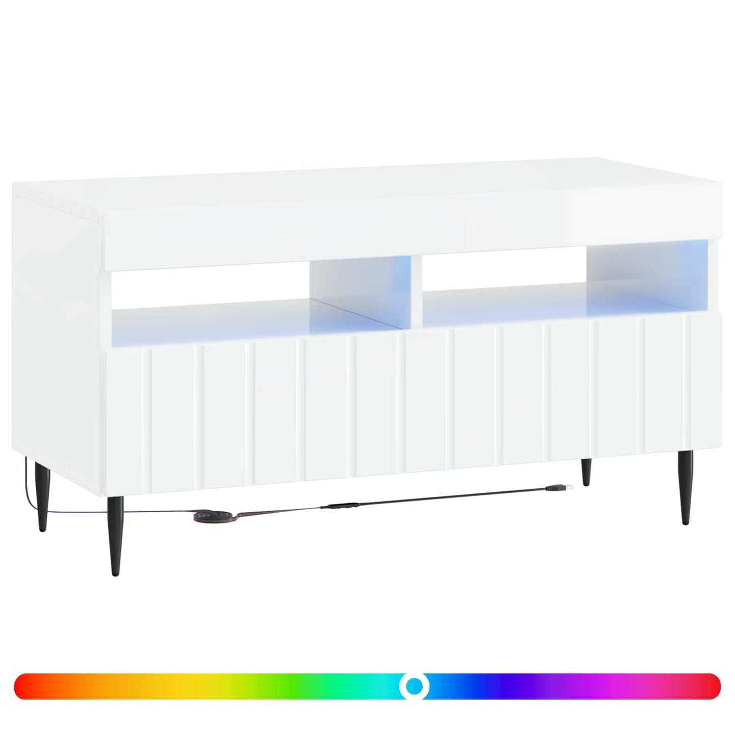 LED tv-meubel Hoogglans Wit Bewerkt hout