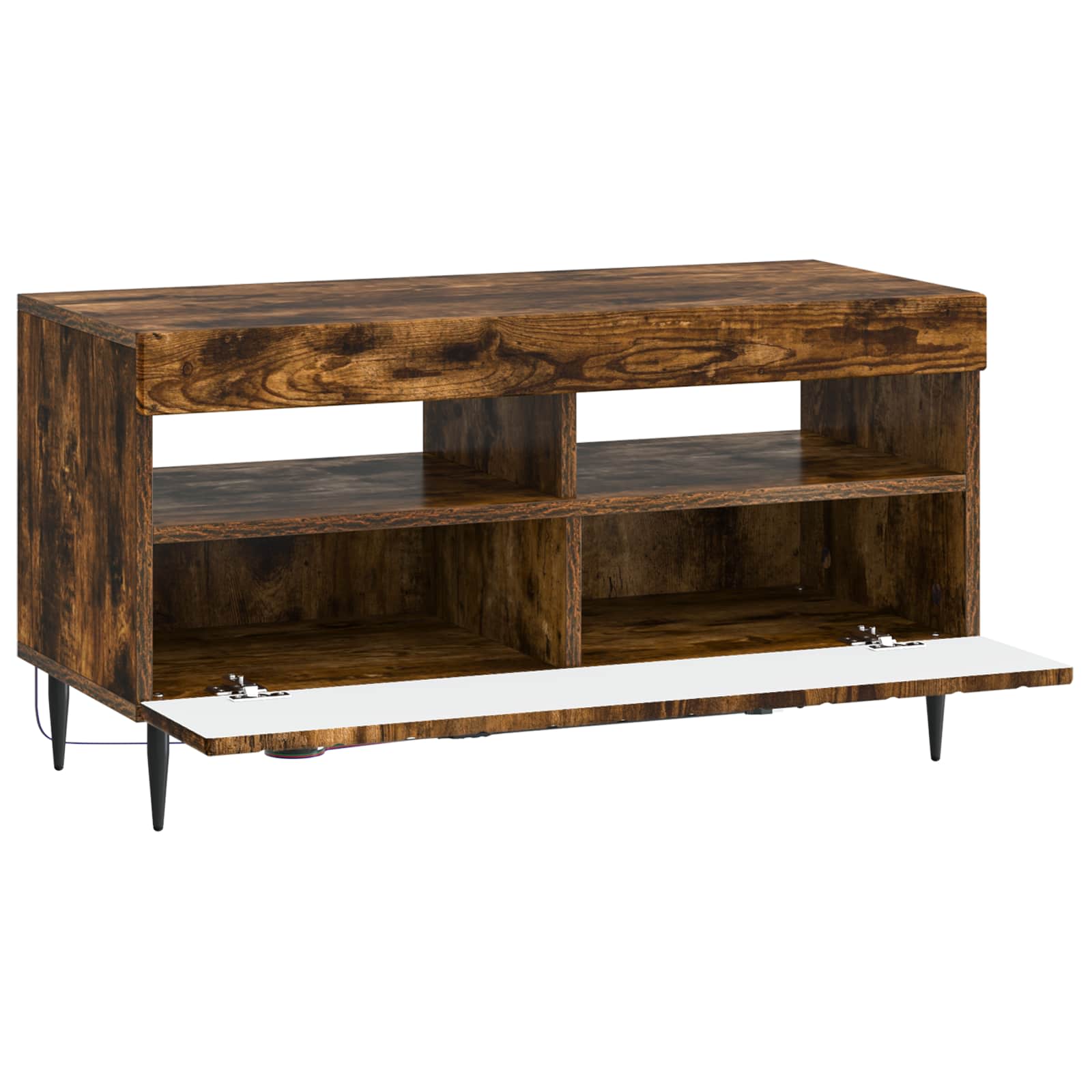 LED tv-meubel Gerookt eiken Bewerkt hout