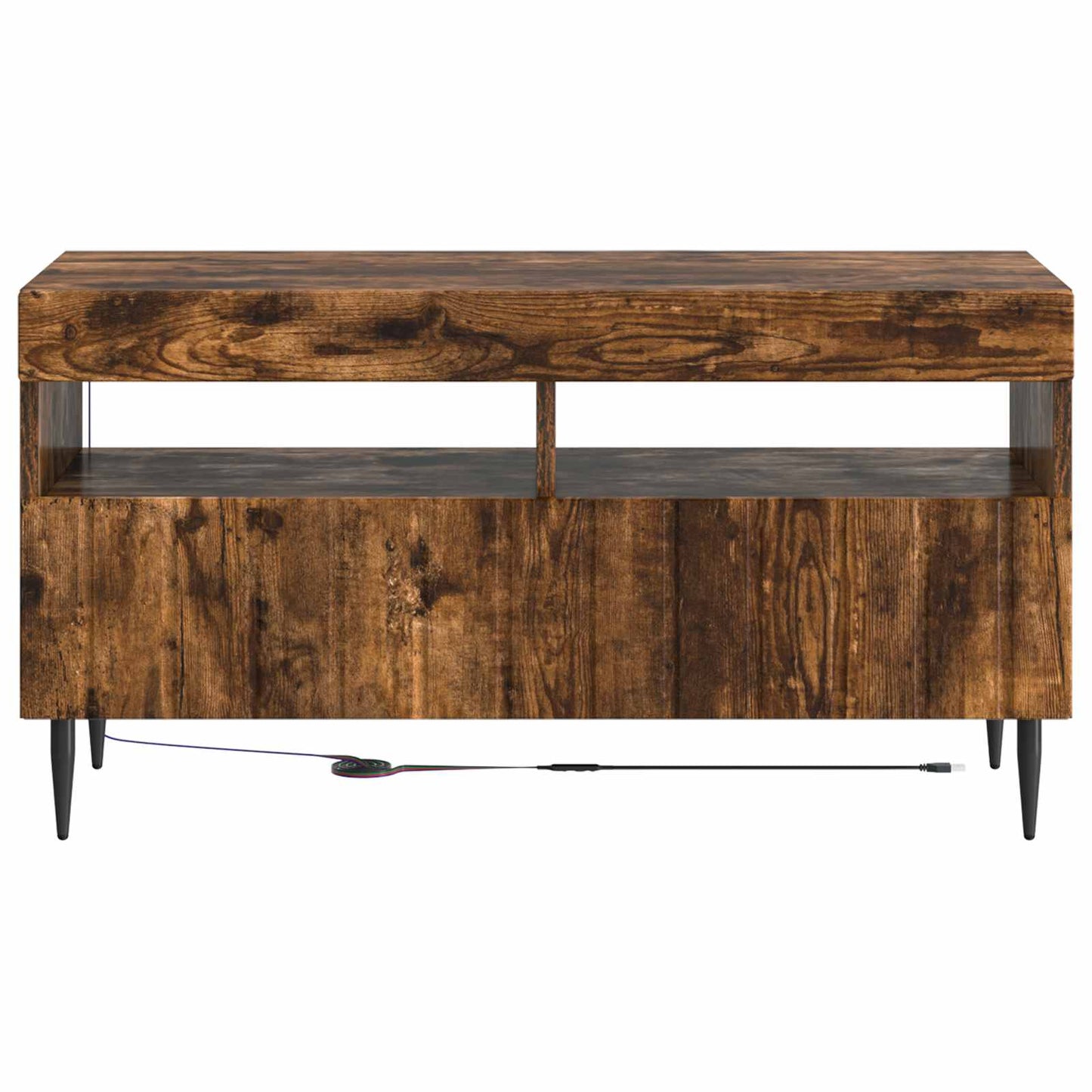 LED tv-meubel Gerookt eiken Bewerkt hout