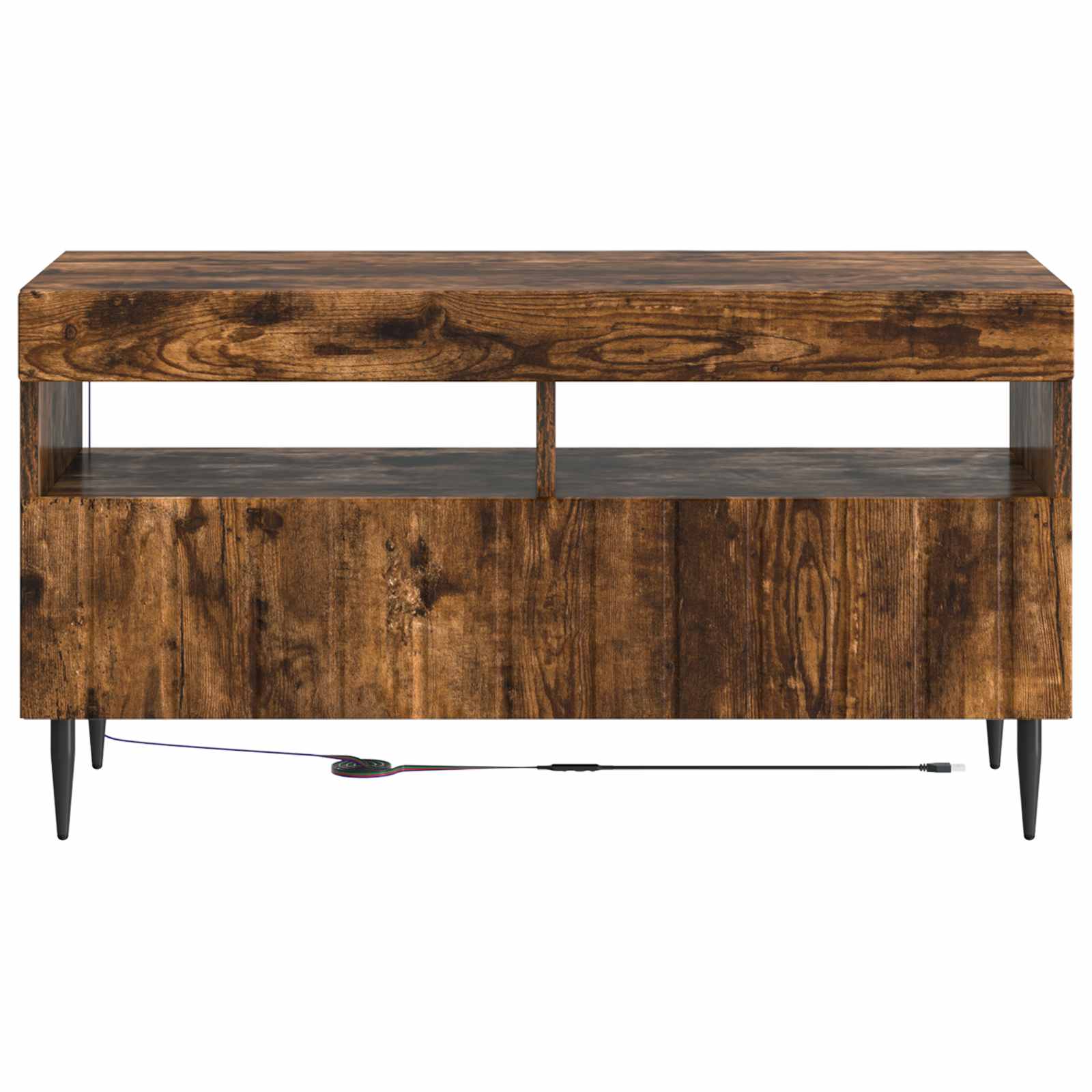 LED tv-meubel Gerookt eiken Bewerkt hout