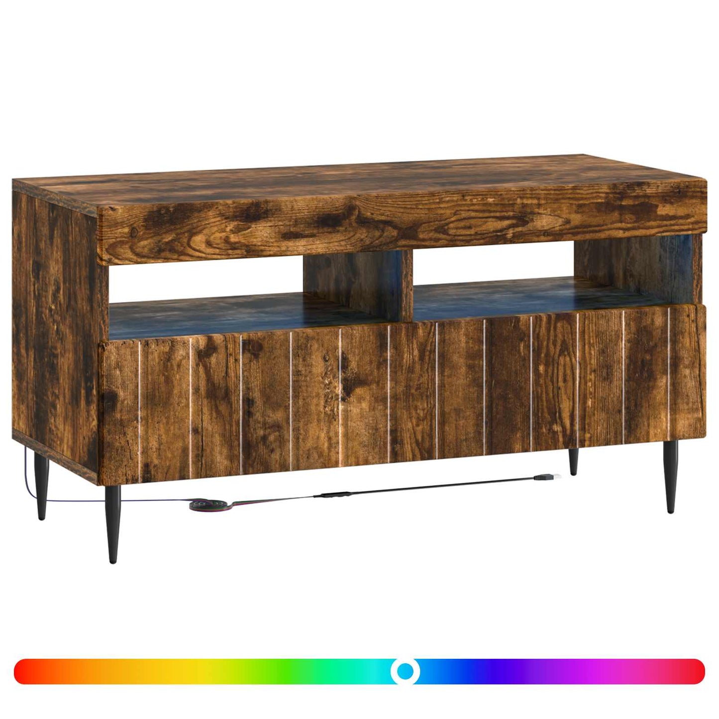 LED tv-meubel Gerookt eiken Bewerkt hout