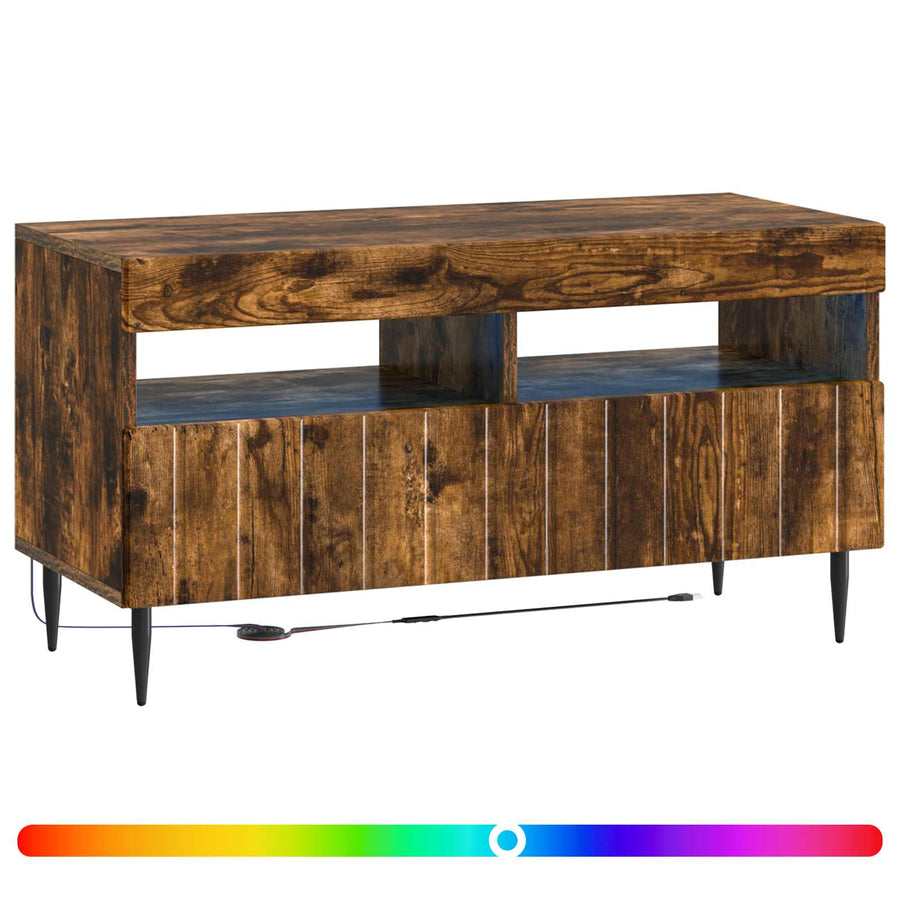 LED tv-meubel Gerookt eiken Bewerkt hout