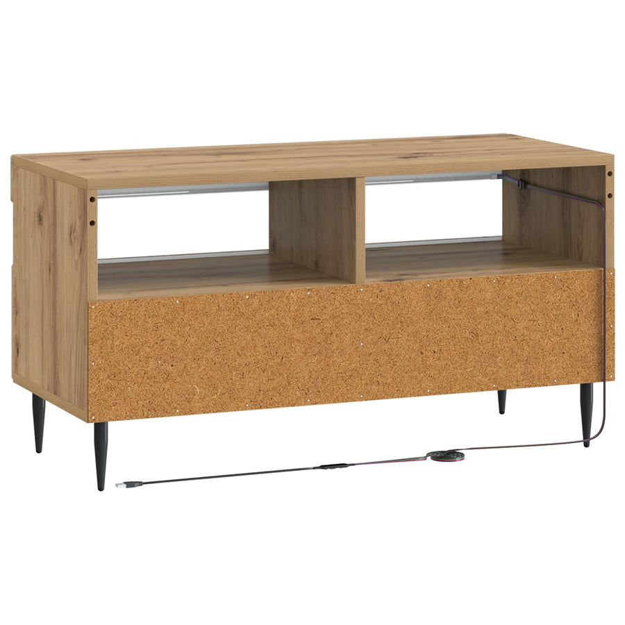 LED tv-meubel Artisanaal eiken Bewerkt hout