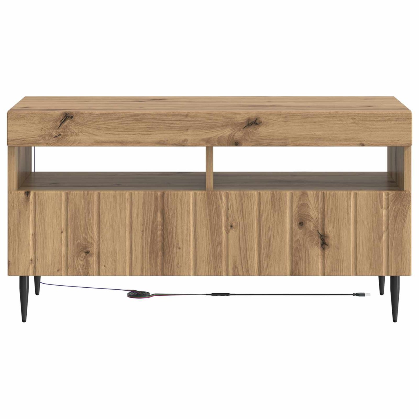 LED tv-meubel Artisanaal eiken Bewerkt hout