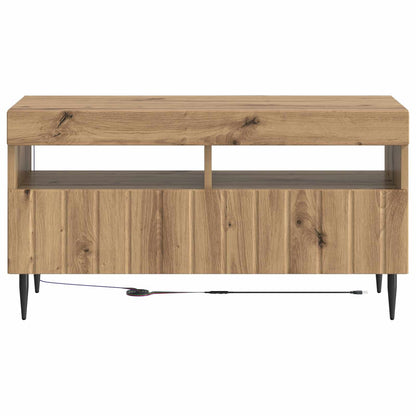LED tv-meubel Artisanaal eiken Bewerkt hout