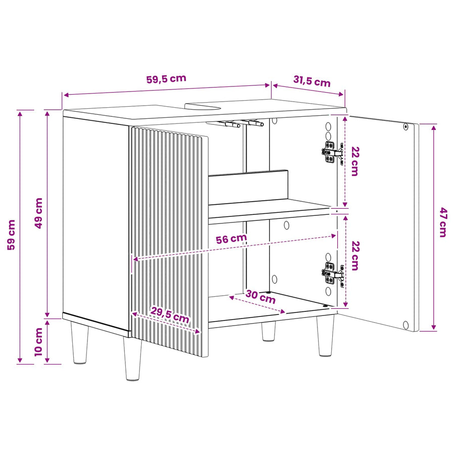 Badkamer wastafelkast ARNHEM Zwart 59,5 x 31,5 x 59 cm