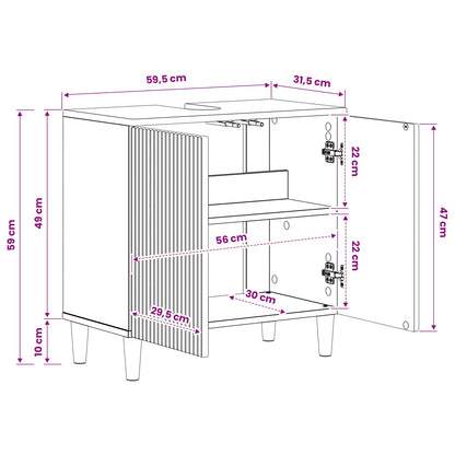 Badkamer wastafelkast ARNHEM Gerookt eiken 59,5 x 31,5 x 59 cm