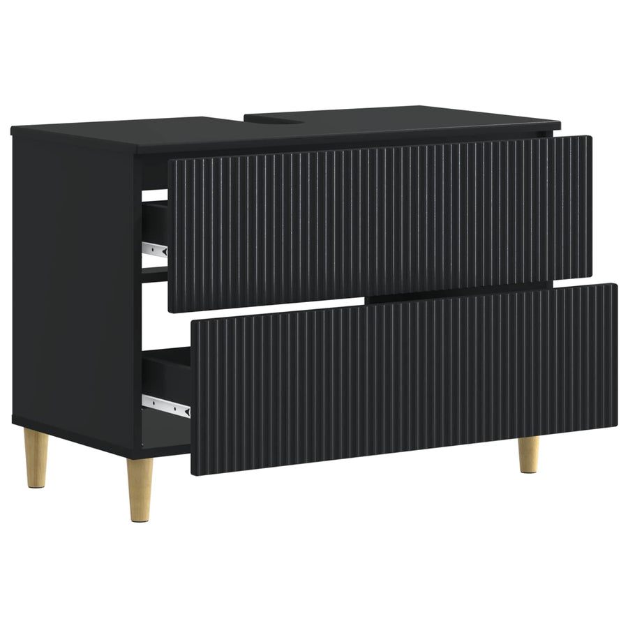Badkamer wastafelkast ARNHEM Zwart 82 x 41 x 59 cm Bewerkt hout