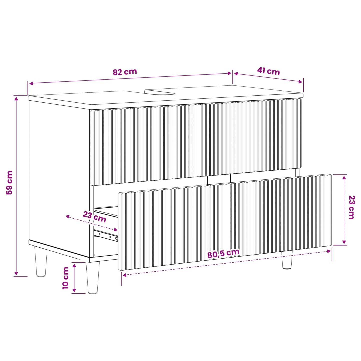 Badkamer wastafelkast ARNHEM Betongrijs 82 x 41 x 59 cm