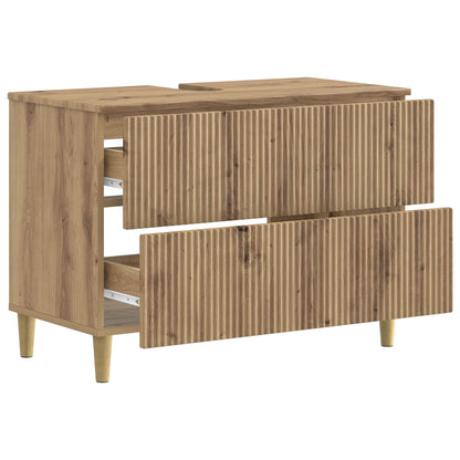 Badkamer wastafelkast ARNHEM Artisanaal eiken 82 x 41 x 59 cm