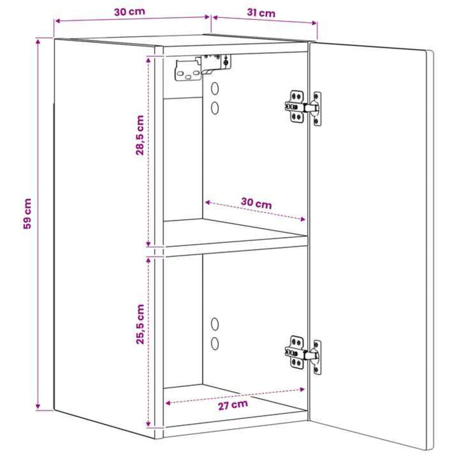 Badkamer wandkast ARNHEM Oud hout 30 x 31 x 59 cm Bewerkt hout