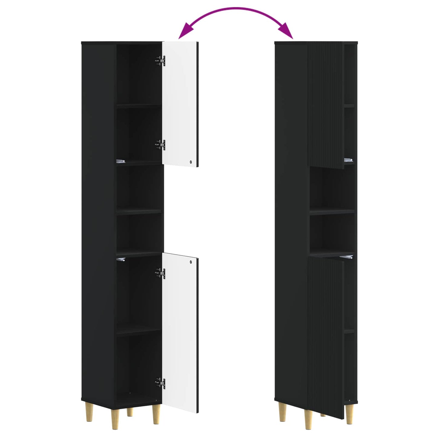 Badkamerkast met Open Plank ARNHEM Zwart 30 x 31 x 190 cm