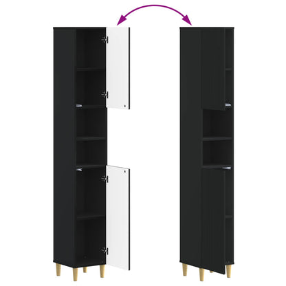 Badkamerkast met Open Plank ARNHEM Zwart 30 x 31 x 190 cm