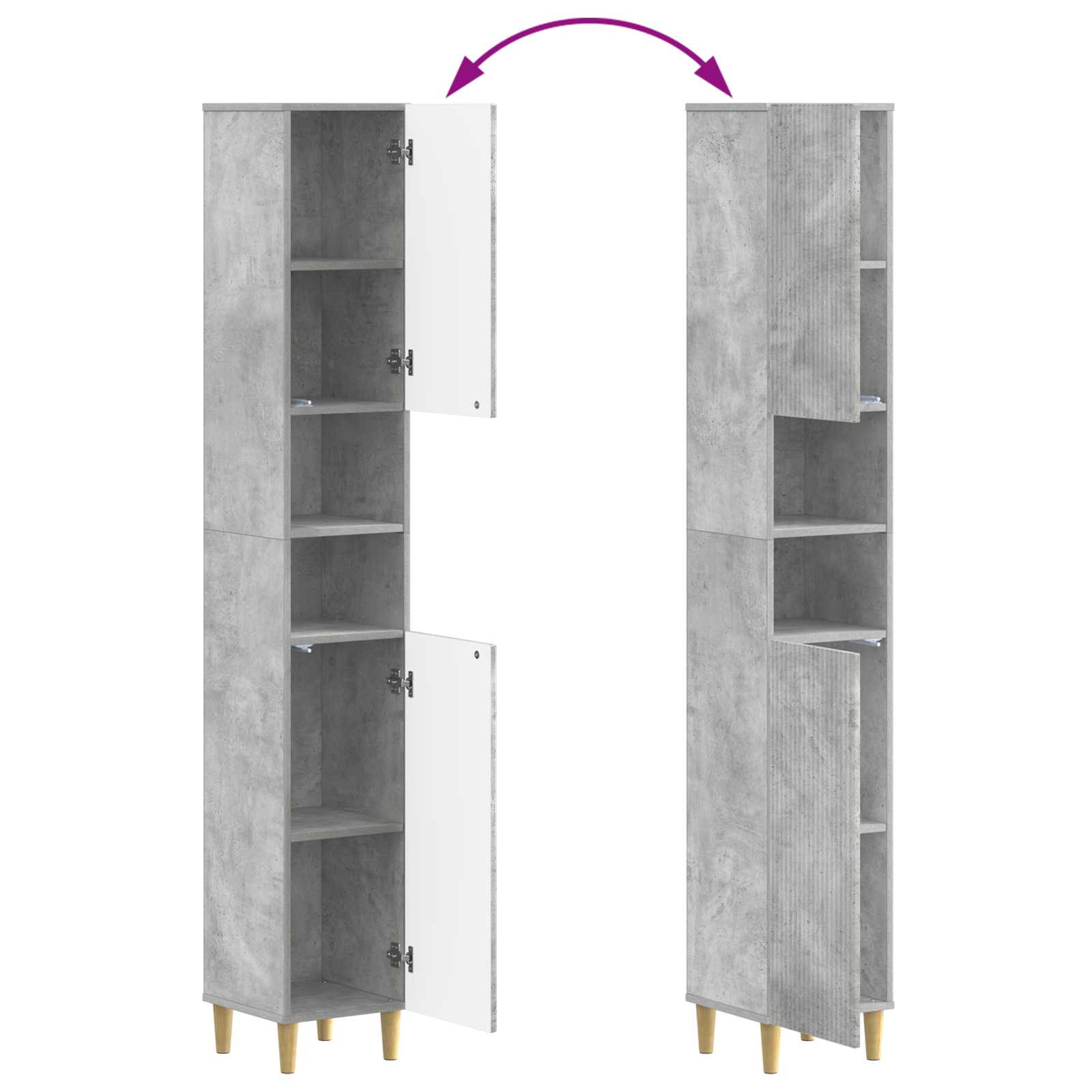 Badkamerkast met Open Plank ARNHEM Betongrijs 30 x 31 x 190 cm