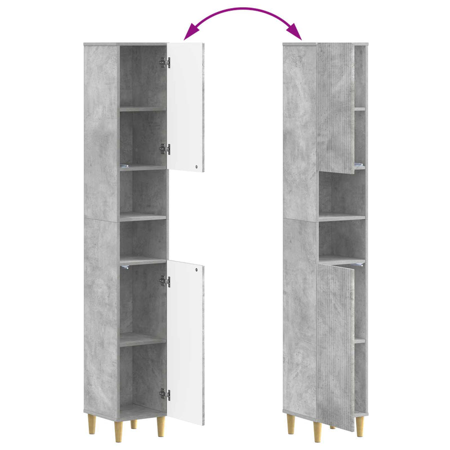Badkamerkast met Open Plank ARNHEM Betongrijs 30 x 31 x 190 cm