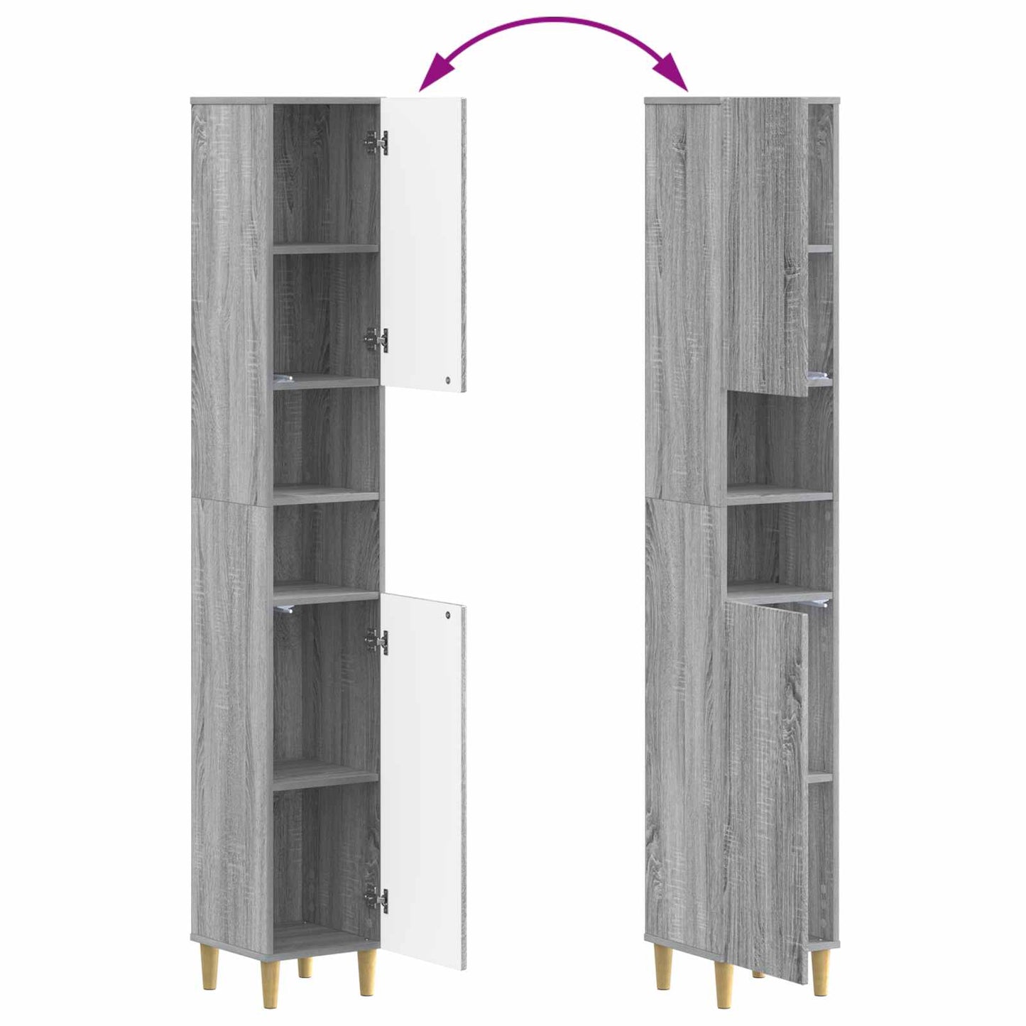 Badkamerkast met Open Plank ARNHEM Grijs Sonoma