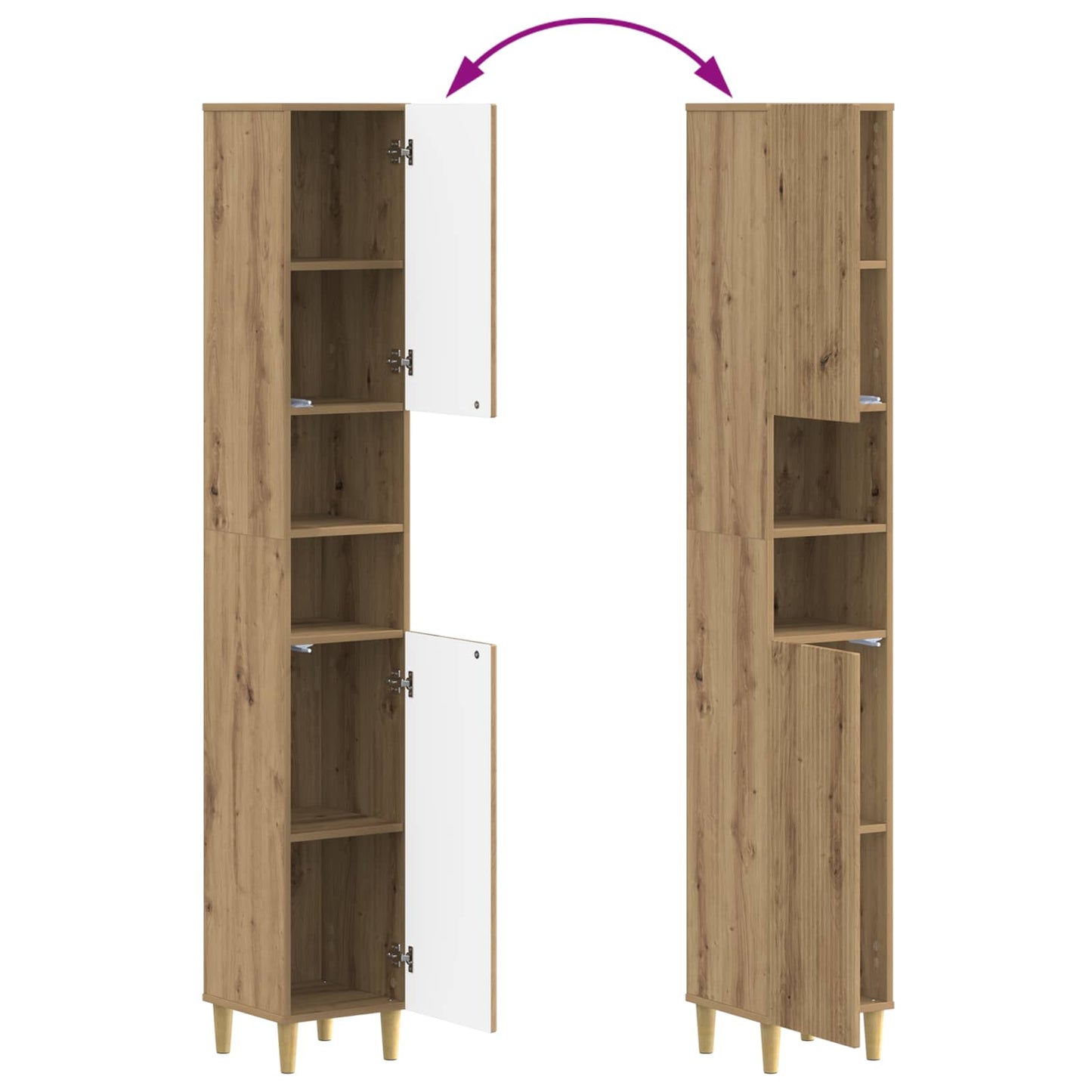 Badkamerkast met Open Plank ARNHEM Artisanaal eiken