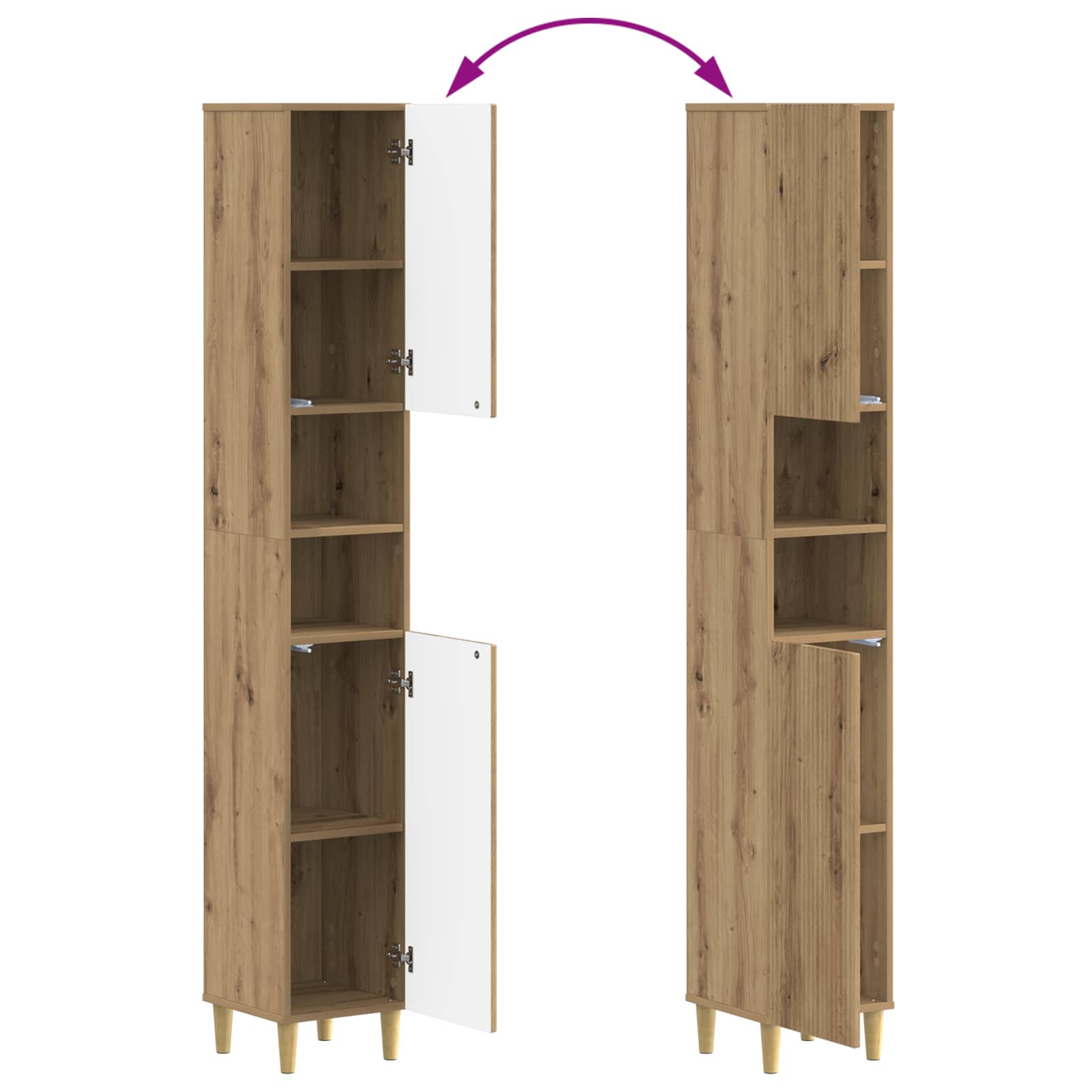 Badkamerkast met Open Plank ARNHEM Artisanaal eiken