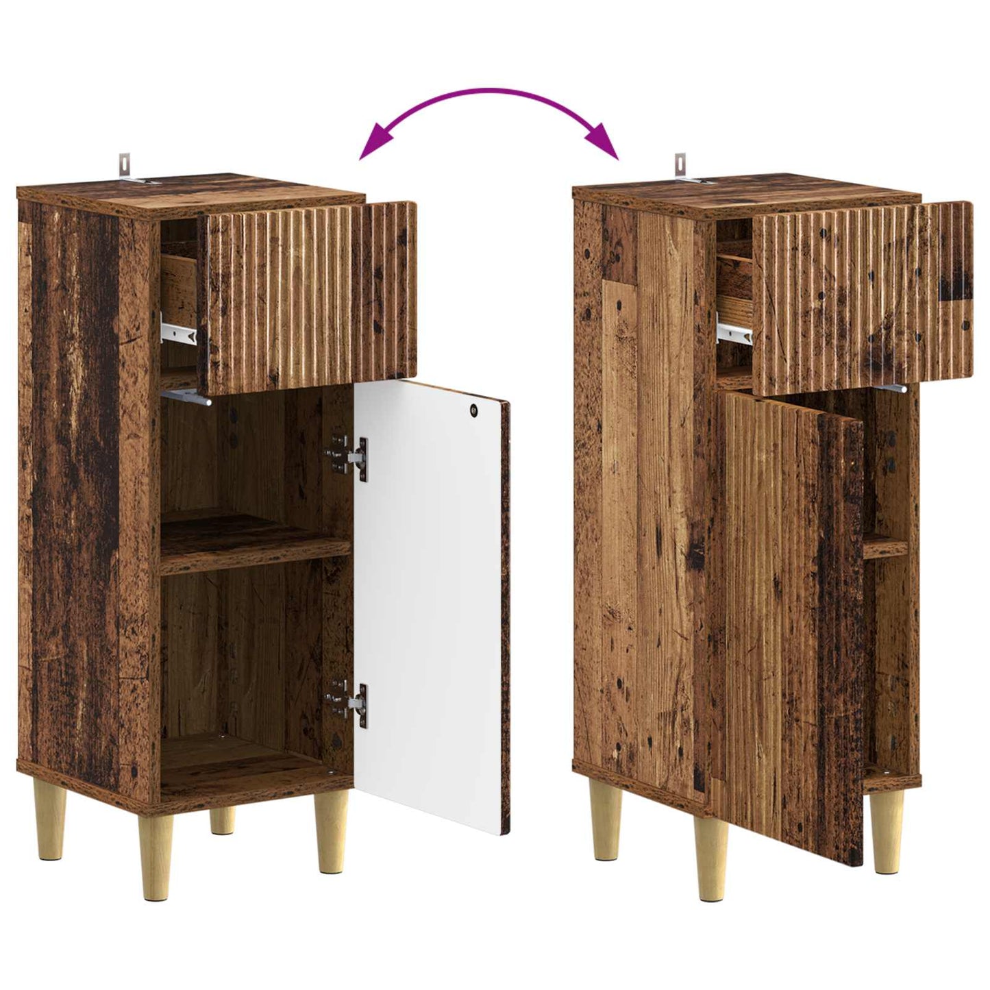 Badkamer Opbergkast ARNHEM Oud hout 30 x 31 x 80 cm