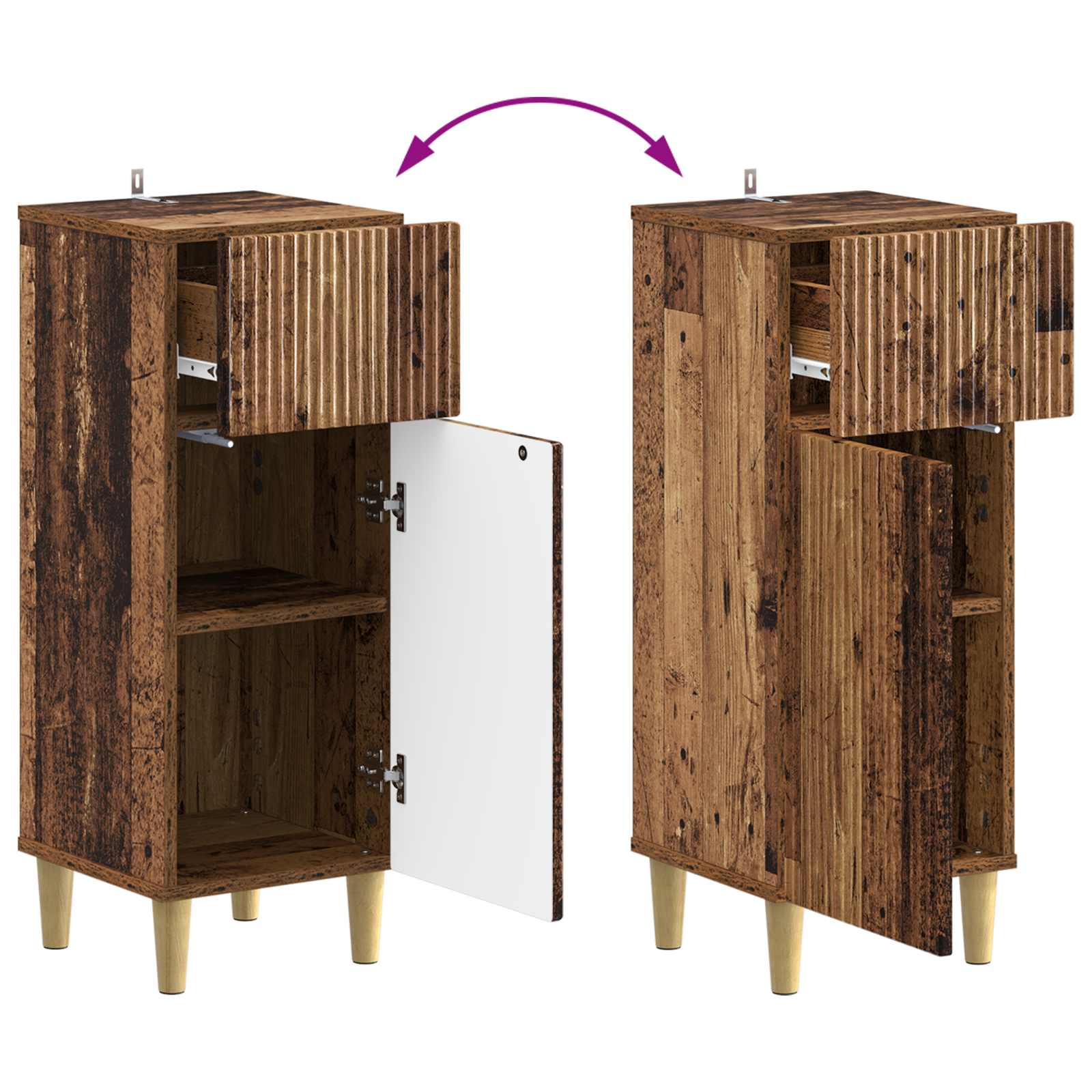 Badkamer Opbergkast ARNHEM Oud hout 30 x 31 x 80 cm
