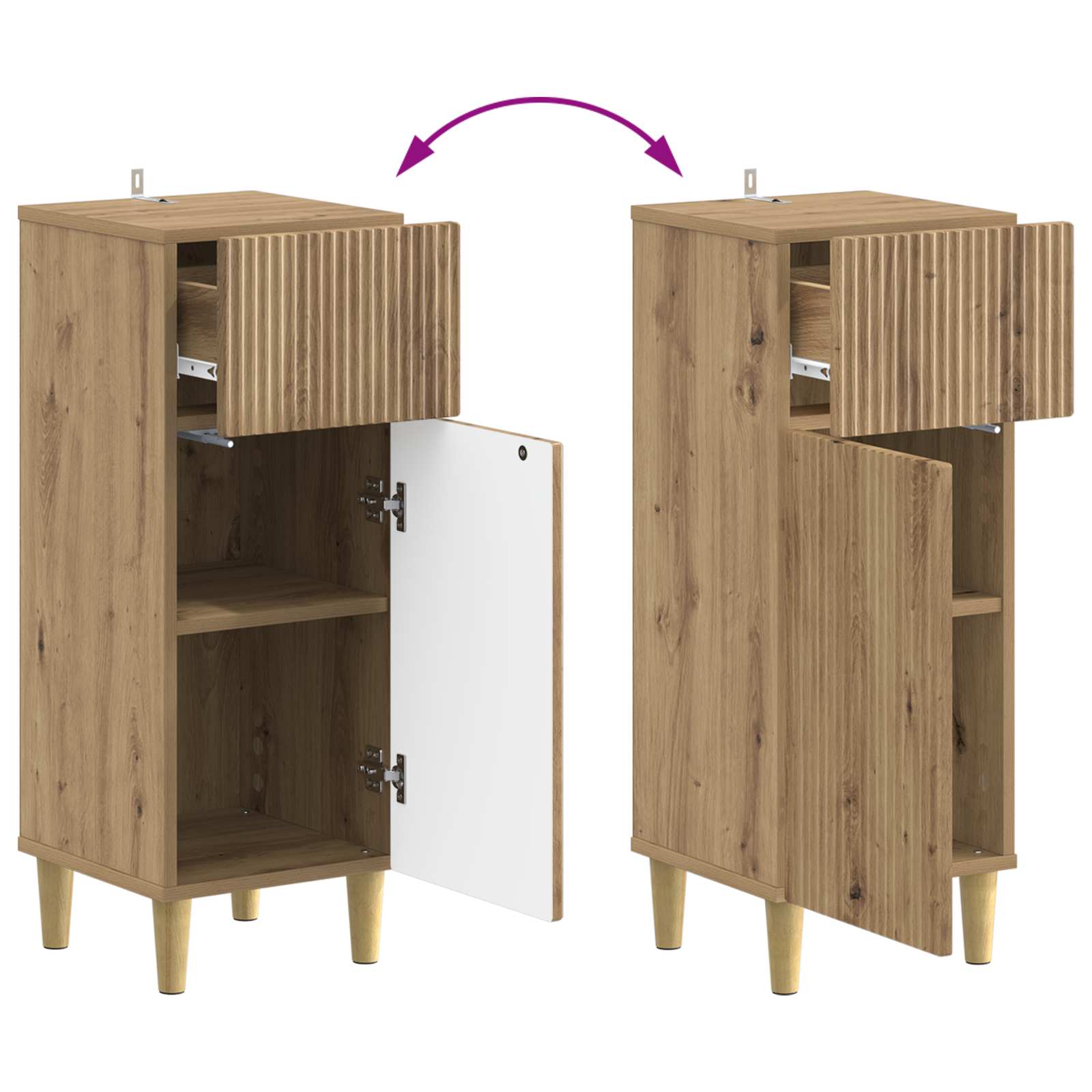 Badkamer Opbergkast ARNHEM Artisanaal eiken 30 x 31 x 80 cm