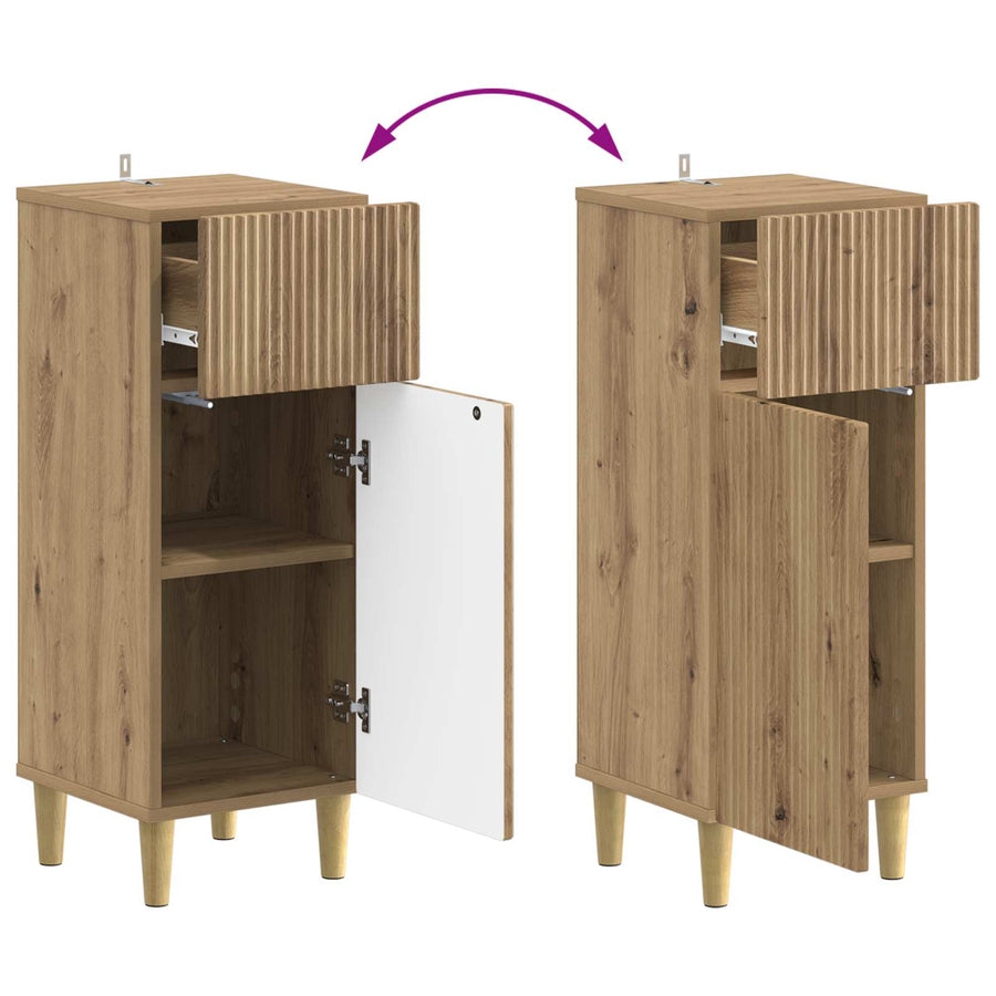 Badkamer Opbergkast ARNHEM Artisanaal eiken 30 x 31 x 80 cm
