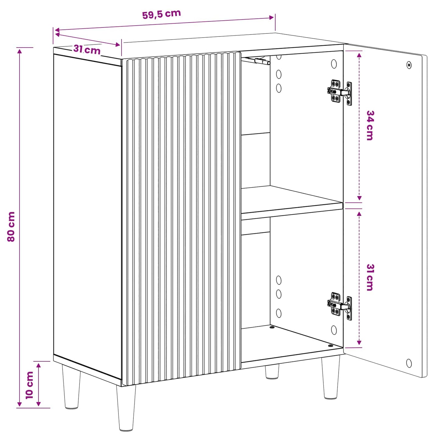 Badkamer Opbergkast ARNHEM Betongrijs 59,5 x 31 x 80 cm