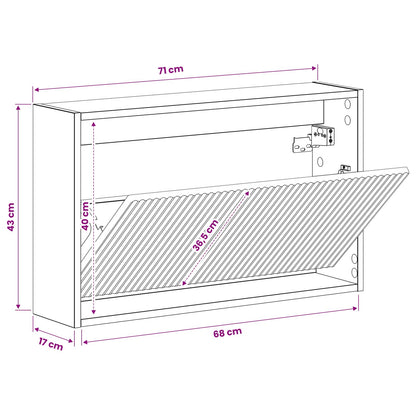 Wandgemonteerde Schoenkast ARNHEM 71 x 17 x 43 cm Bewerkt hout