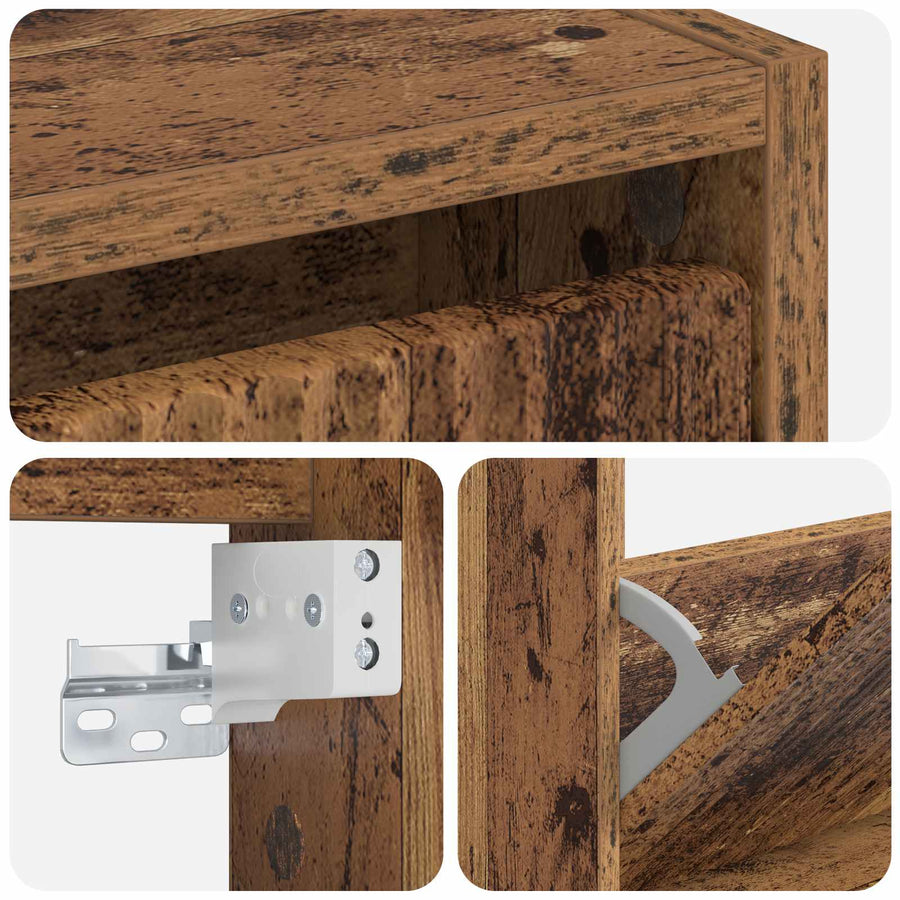 Wandgemonteerde Schoenkast ARNHEM 71 x 17 x 43 cm Bewerkt hout
