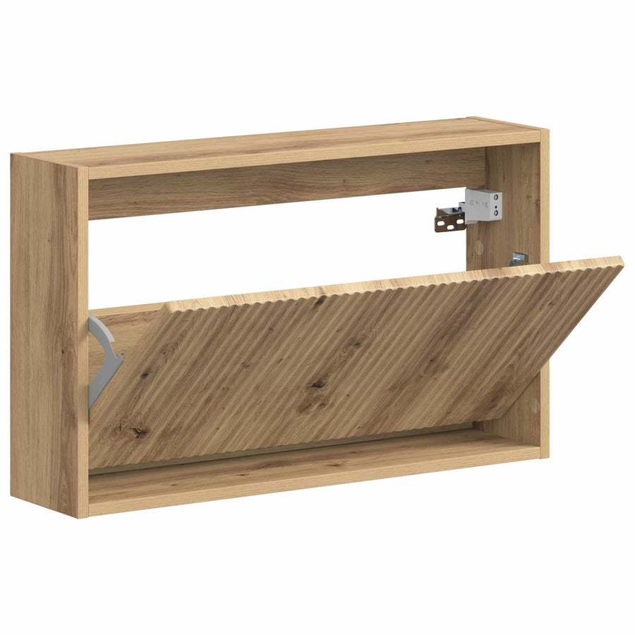 Wandgemonteerde Schoenkast ARNHEM 71 x 17 x 43 cm Bewerkt hout