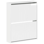 Wandgemonteerde schoenkast 71x17x86 cm bewerkt hout hoogglans wit