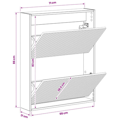 Wandgemonteerde Schoenkast ARNHEM 71 x 17 x 86 cm Bewerkt hout