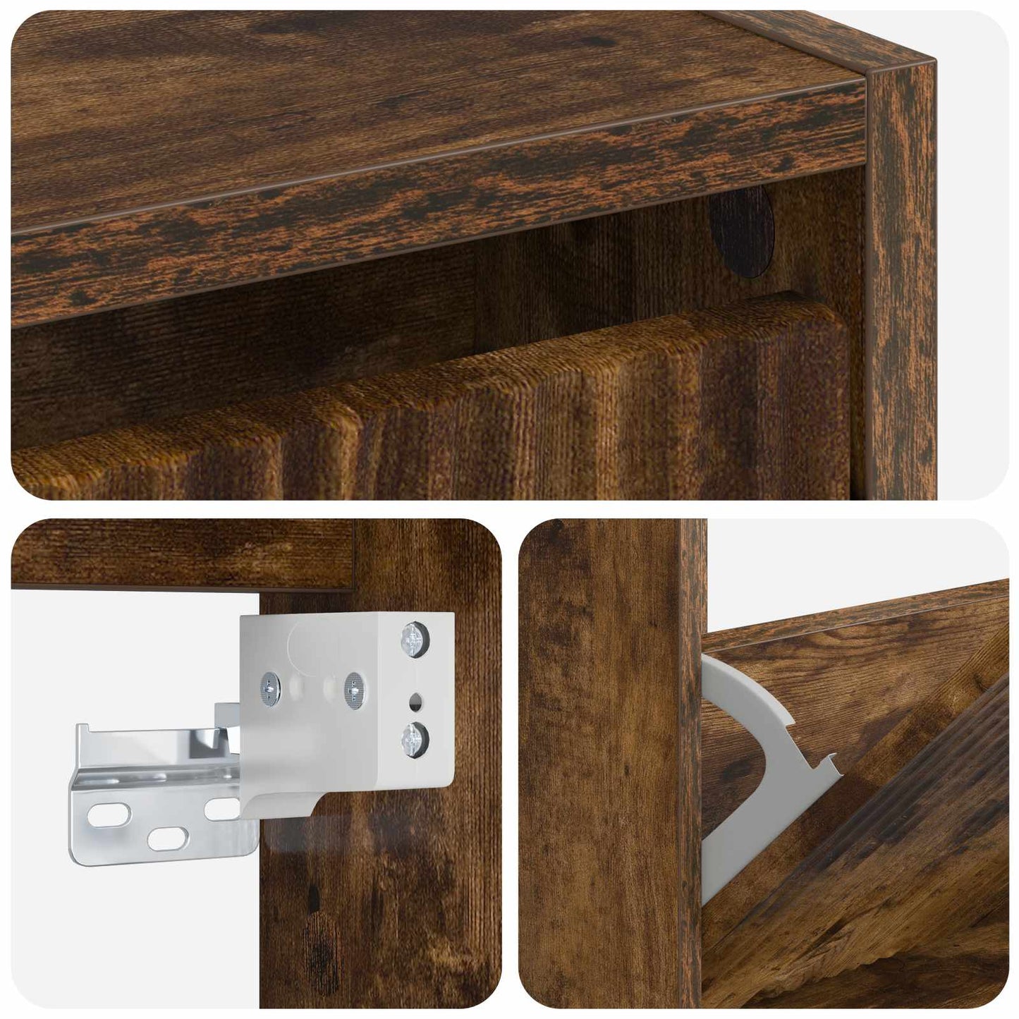 Wandgemonteerde Schoenkast ARNHEM 71 x 17 x 86 cm Bewerkt hout