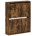 Wandgemonteerde schoenkast 71x17x86 cm bewerkt hout gerookt eiken